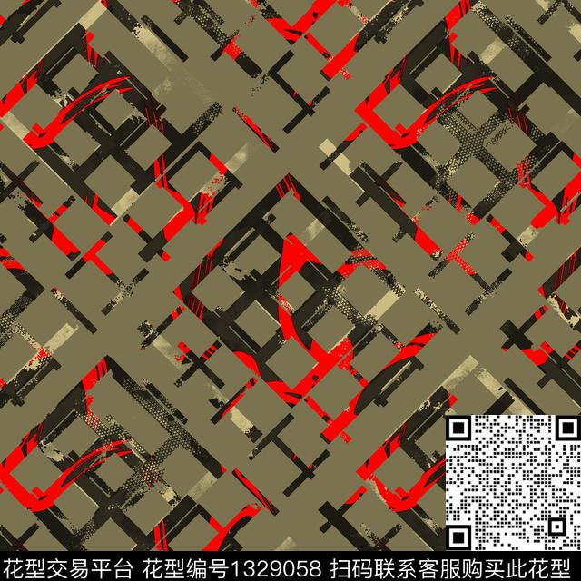 纸印花几何抽象男装传统印花华亿平台下载（图片编号: 1329058） - 瓦栏（Walan）
