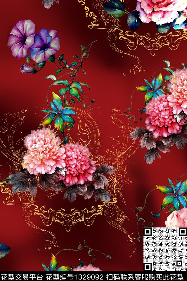 香云纱旗袍中国风数码印花华亿平台下载（图片编号: 1329092） - 瓦栏（Walan）