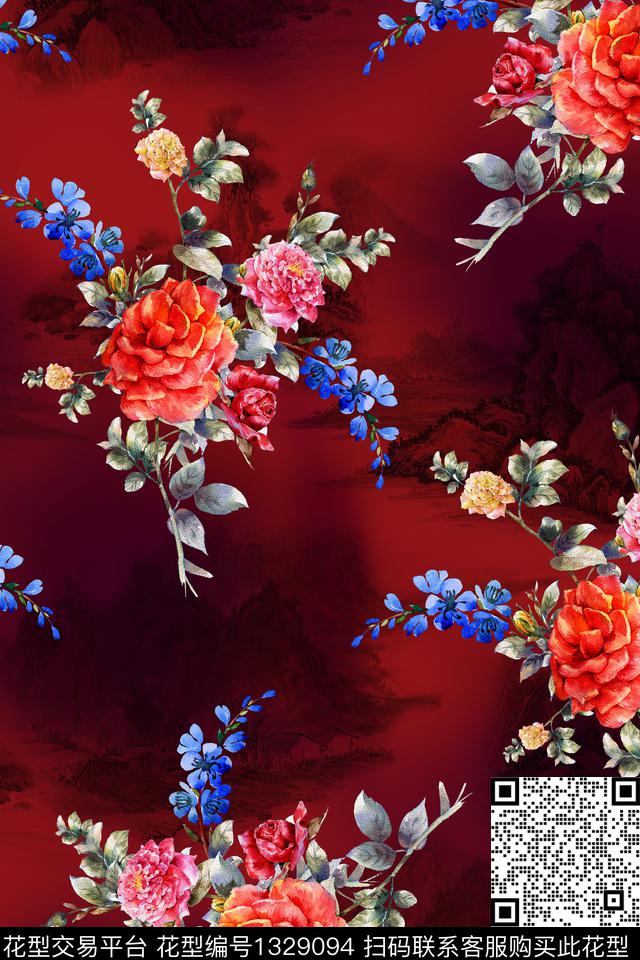 香云纱旗袍中国风数码印花华亿平台下载（图片编号: 1329094） - 瓦栏（Walan）