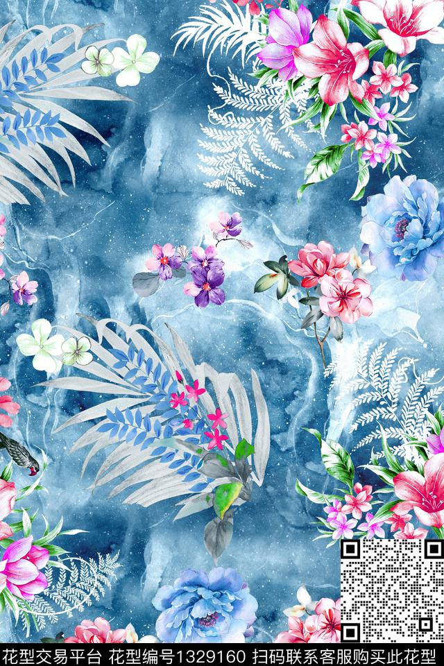 肌理扎染华亿平台花卉数码印花华亿平台下载（图片编号: 1329160） - 瓦栏（Walan）