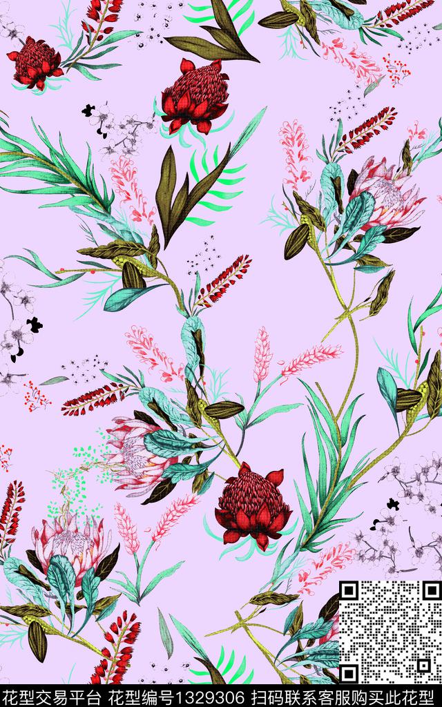 绿植树叶数码华亿平台花卉数码印花华亿平台下载（图片编号: 1329306） - 瓦栏（Walan）