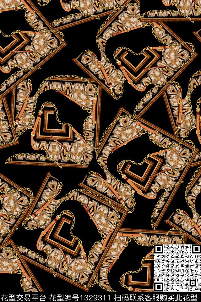 皮带几何链条数码印花华亿平台下载（图片编号: 1329311） - 瓦栏（Walan）