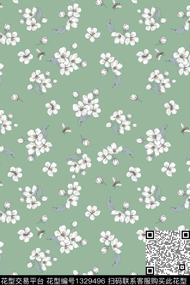 连衣裙花卉满排碎花传统印花华亿平台下载（图片编号: 1329496） - 瓦栏（Walan）