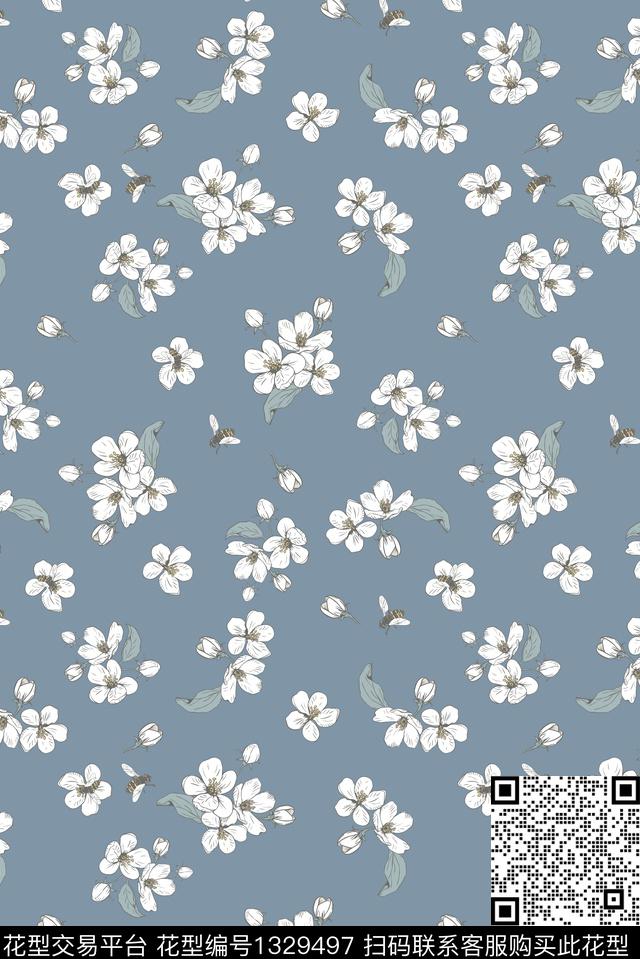 连衣裙花卉满排碎花传统印花华亿平台下载（图片编号: 1329497） - 瓦栏（Walan）