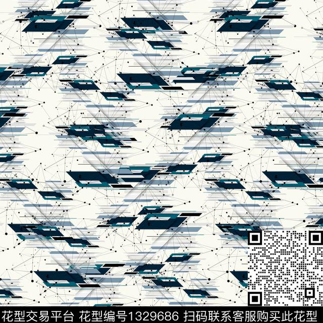 线条几何抽象男装传统印花华亿平台下载（图片编号: 1329686） - 瓦栏（Walan）