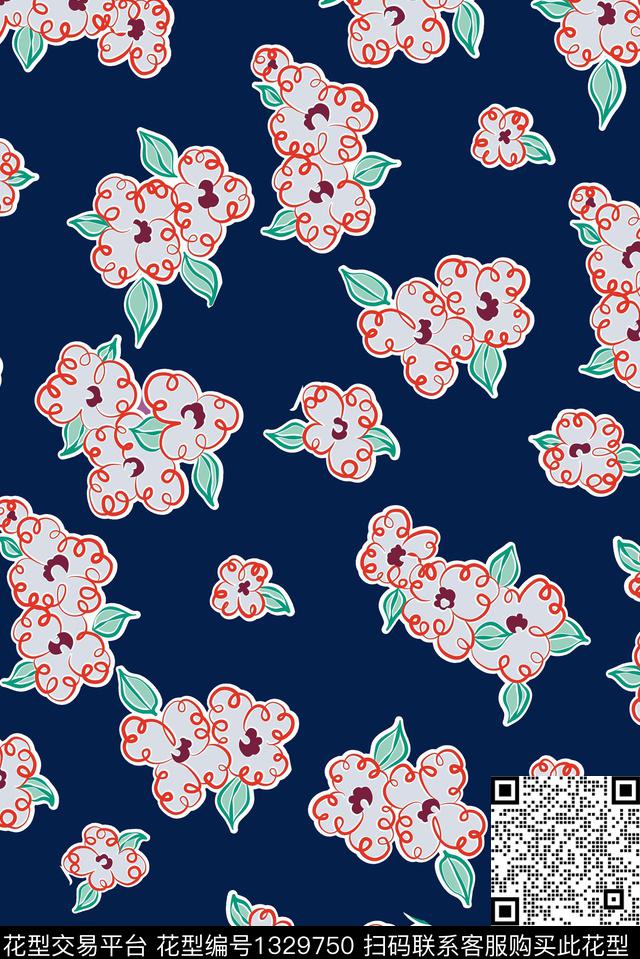 文艺满版散花小碎花数码印花华亿平台下载（图片编号: 1329750） - 瓦栏（Walan）