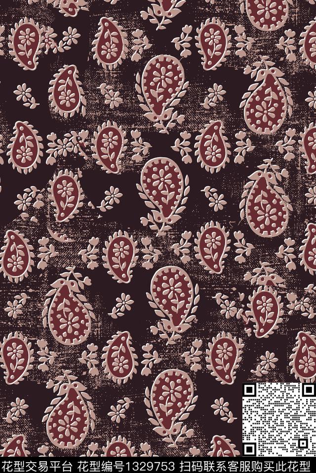绣花华亿平台文艺佩斯利数码印花华亿平台下载（图片编号: 1329753） - 瓦栏（Walan）
