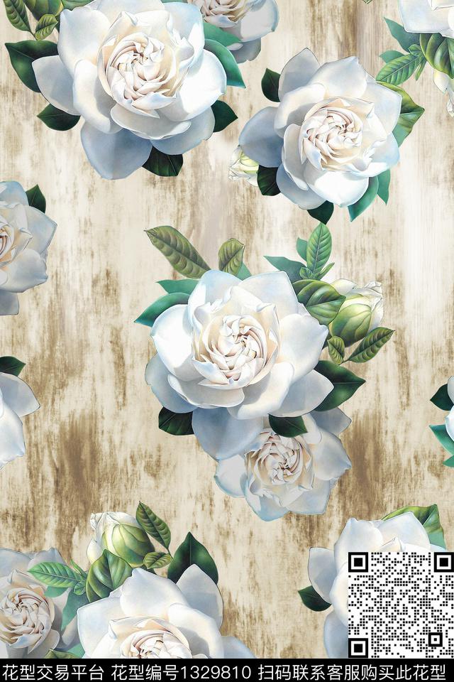 趋势华亿平台花卉大牌风数码印花华亿平台下载（图片编号: 1329810） - 瓦栏（Walan）