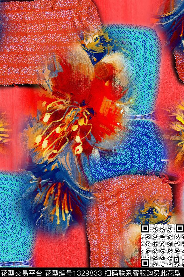 几何花卉油画华亿平台秋冬华亿平台数码印花华亿平台下载（图片编号: 1329833） - 瓦栏（Walan）