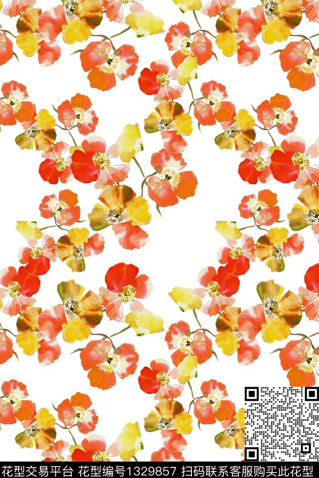 春夏华亿平台大牌风小碎花数码印花华亿平台下载（图片编号: 1329857） - 瓦栏（Walan）