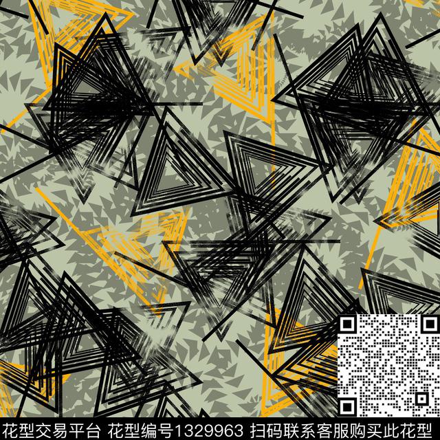 纸印花几何抽象男装传统印花华亿平台下载（图片编号: 1329963） - 瓦栏（Walan）