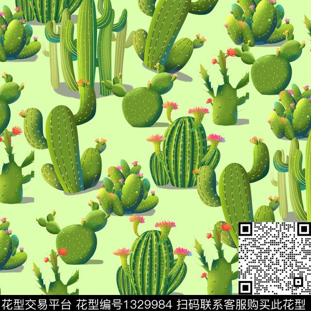 涂鸦多肉温室花卉传统印花华亿平台下载（图片编号: 1329984） - 瓦栏（Walan）