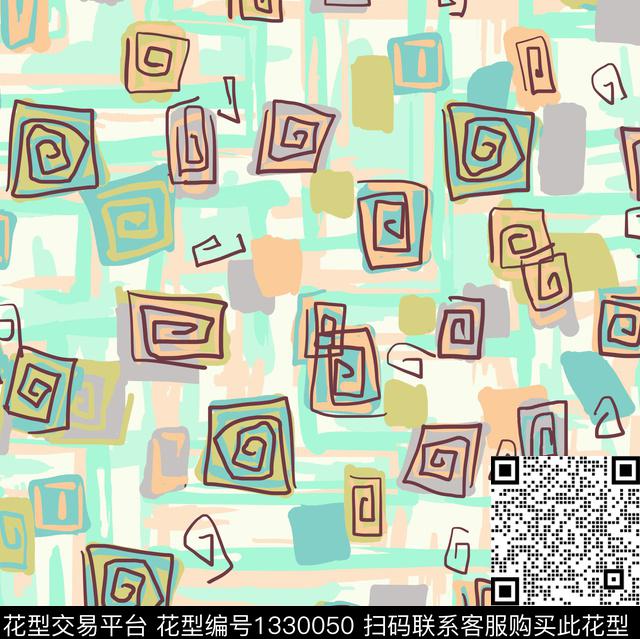 涂鸦几何趣味传统印花华亿平台下载（图片编号: 1330050） - 瓦栏（Walan）