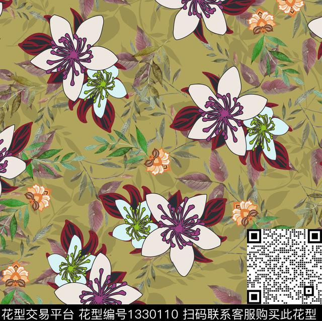 数码华亿平台鲜花花卉数码印花华亿平台下载（图片编号: 1330110） - 瓦栏（Walan）