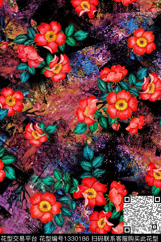 几何抽象中国风数码印花华亿平台下载（图片编号: 1330186） - 瓦栏（Walan）