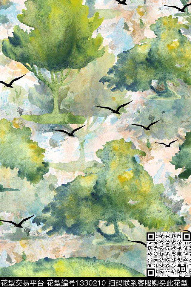 春夏华亿平台大牌风植物数码印花华亿平台下载（图片编号: 1330210） - 瓦栏（Walan）