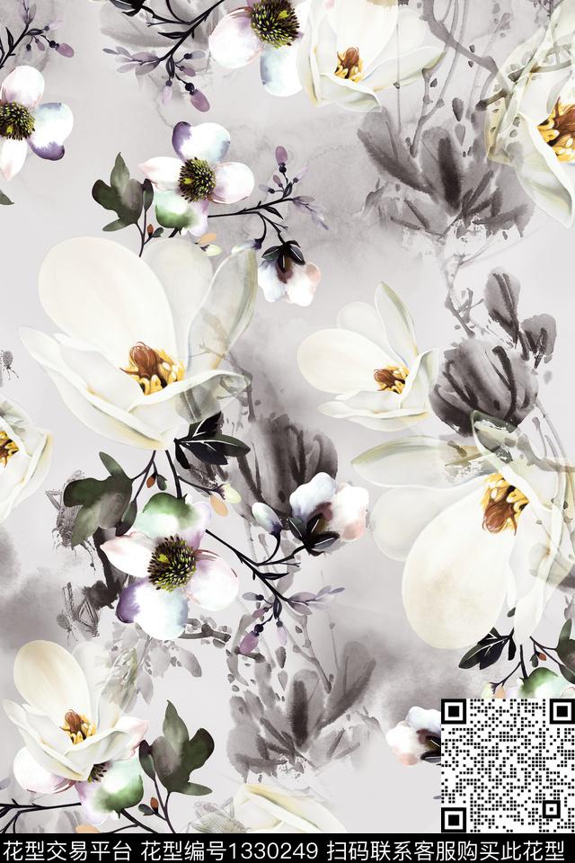 肌理花卉香云纱数码印花华亿平台下载（图片编号: 1330249） - 瓦栏（Walan）