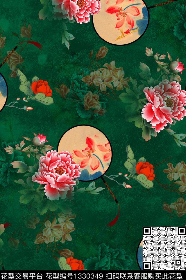 花卉香云纱旗袍数码印花华亿平台下载（图片编号: 1330349） - 瓦栏（Walan）