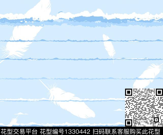 水彩羽毛清爽底花卉传统印花华亿平台下载（图片编号: 1330442） - 瓦栏（Walan）