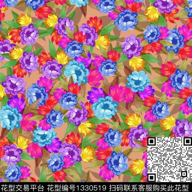数码华亿平台鲜花花卉数码印花华亿平台下载（图片编号: 1330519） - 瓦栏（Walan）