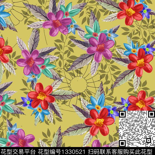 数码华亿平台鲜花花卉数码印花华亿平台下载（图片编号: 1330521） - 瓦栏（Walan）