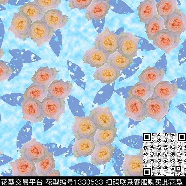 数码华亿平台鲜花花卉数码印花华亿平台下载（图片编号: 1330533） - 瓦栏（Walan）