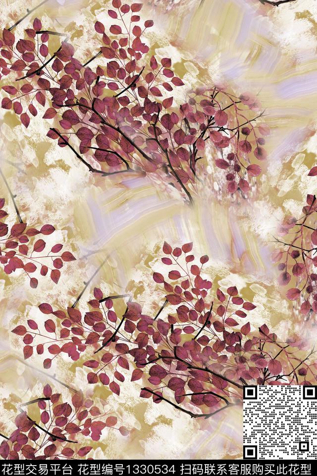 几何花卉抽象花卉中老年数码印花华亿平台下载（图片编号: 1330534） - 瓦栏（Walan）