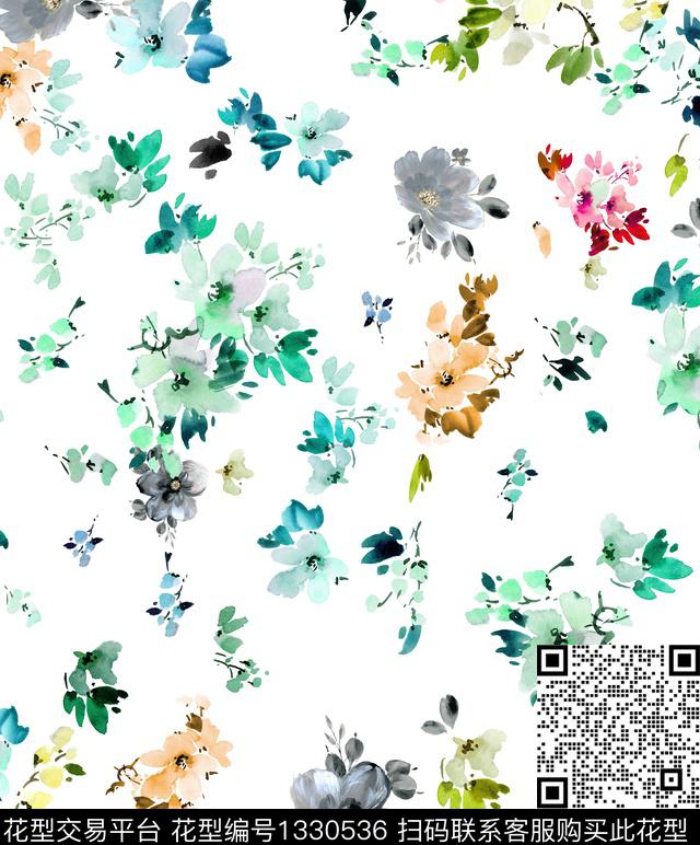 复古花卉休闲数码印花华亿平台下载（图片编号: 1330536） - 瓦栏（Walan）