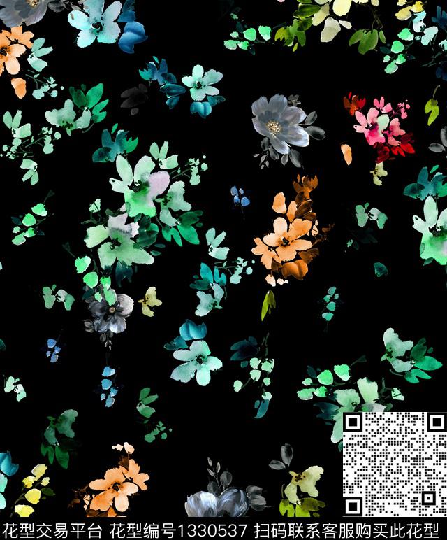 复古花卉休闲数码印花华亿平台下载（图片编号: 1330537） - 瓦栏（Walan）