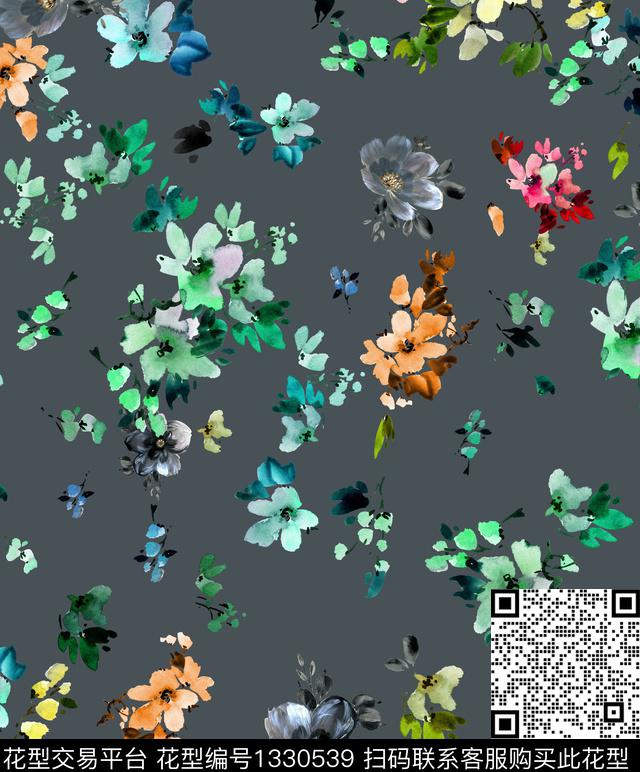 复古花卉休闲数码印花华亿平台下载（图片编号: 1330539） - 瓦栏（Walan）