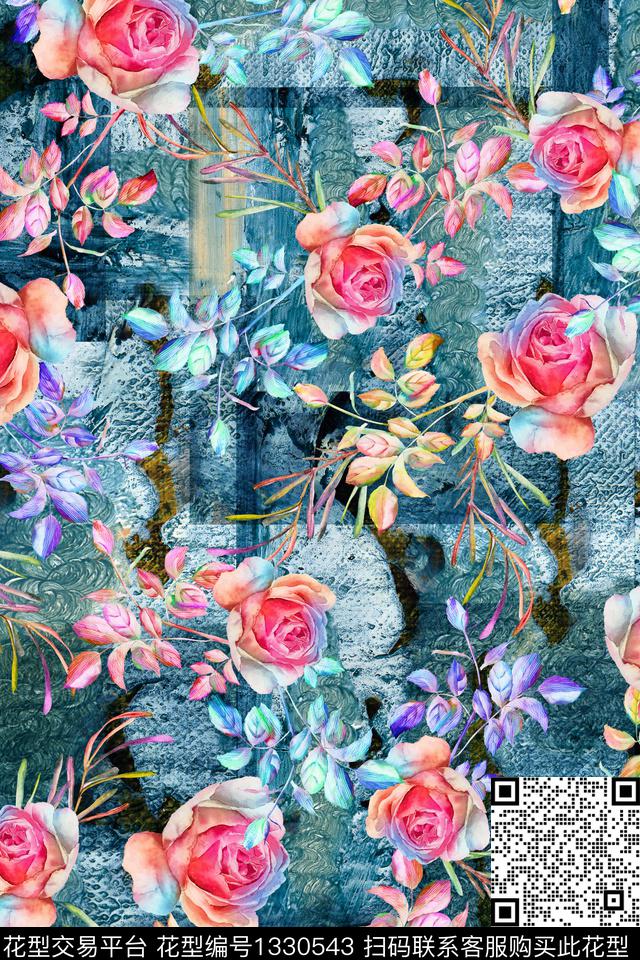 民族花卉中老年油画水彩数码印花华亿平台下载（图片编号: 1330543） - 瓦栏（Walan）