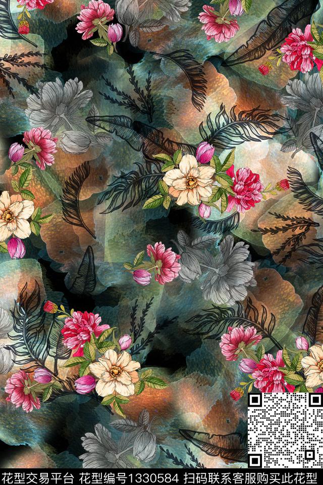 民族花卉中老年油画水彩数码印花华亿平台下载（图片编号: 1330584） - 瓦栏（Walan）