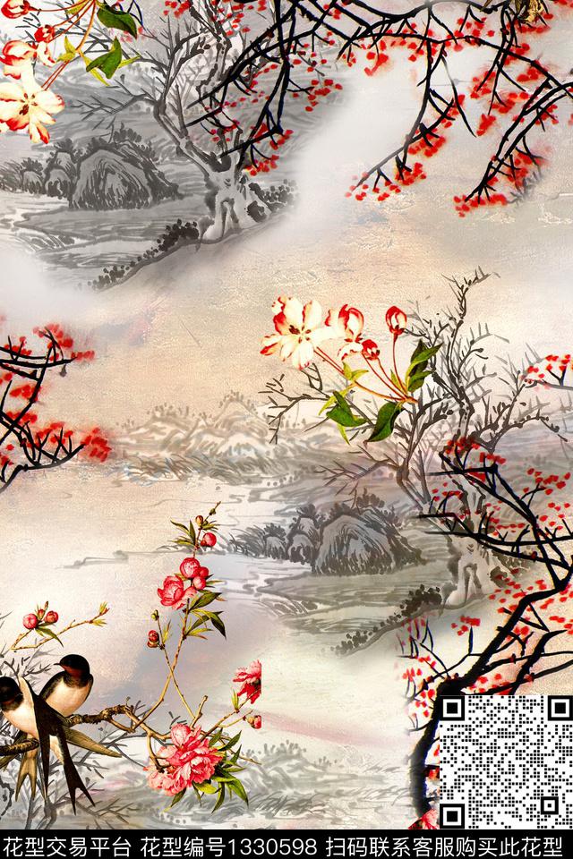 香云纱旗袍中国风数码印花华亿平台下载（图片编号: 1330598） - 瓦栏（Walan）