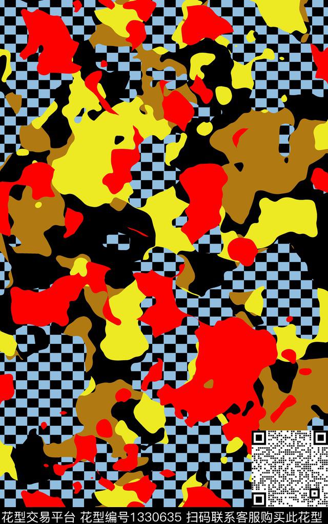 几何迷彩炫彩传统印花华亿平台下载（图片编号: 1330635） - 瓦栏（Walan）
