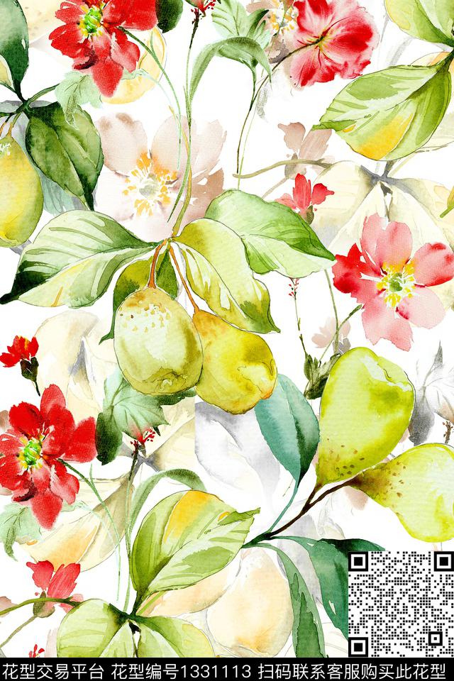 水果花卉大牌风数码印花华亿平台下载（图片编号: 1331113） - 瓦栏（Walan）