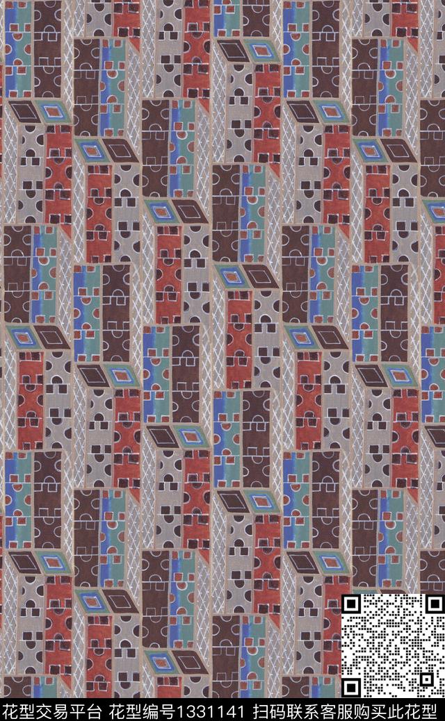 香云纱几何数码印花华亿平台下载（图片编号: 1331141） - 瓦栏（Walan）