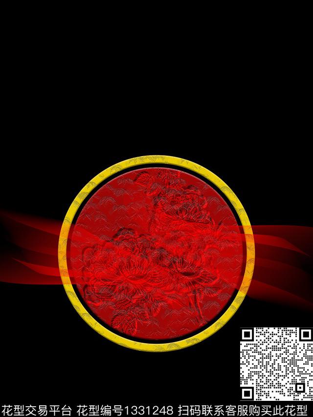 唐装几何定位线条数码印花华亿平台下载（图片编号: 1331248） - 瓦栏（Walan）