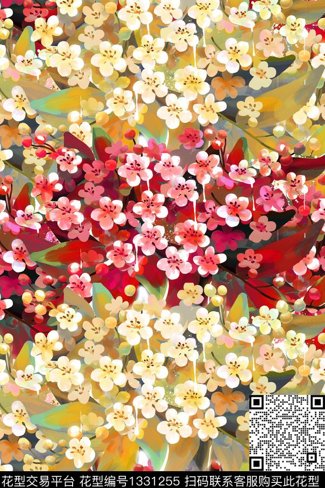 花卉花朵花卉渐层花卉数码印花华亿平台下载（图片编号: 1331255） - 瓦栏（Walan）