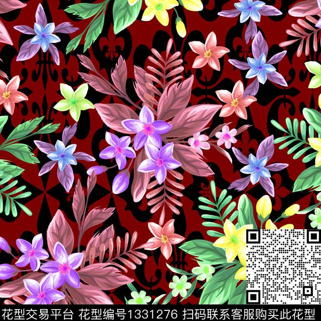 数码华亿平台鲜花花卉数码印花华亿平台下载（图片编号: 1331276） - 瓦栏（Walan）