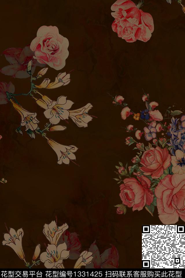 香云纱旗袍中国风数码印花华亿平台下载（图片编号: 1331425） - 瓦栏（Walan）