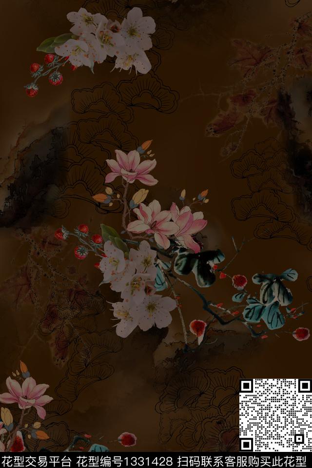 香云纱旗袍中国风数码印花华亿平台下载（图片编号: 1331428） - 瓦栏（Walan）