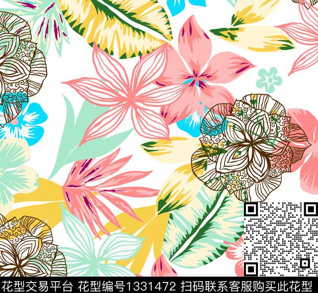 苎麻连衣裙网纱雪纺系列淘宝华亿平台传统印花华亿平台下载（图片编号: 1331472） - 瓦栏（Walan）