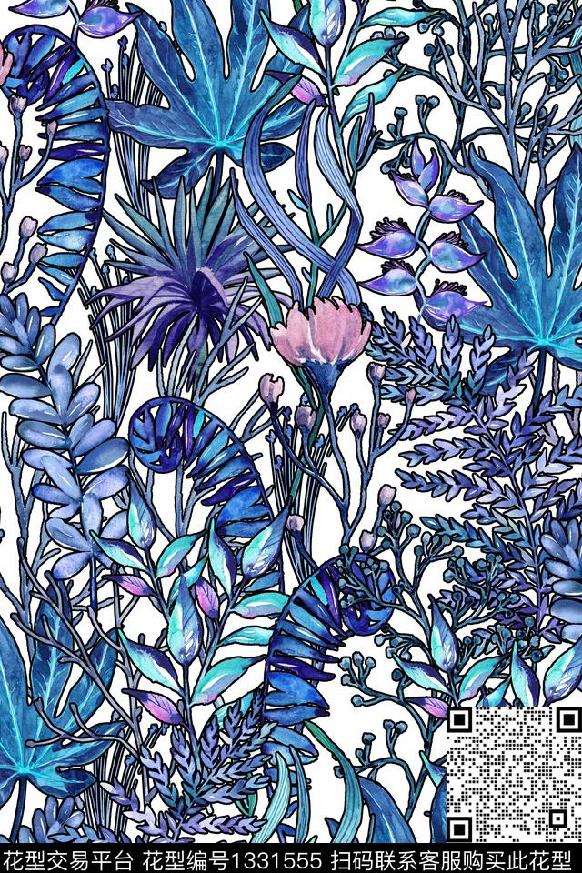 绿植树叶箱包花卉数码印花华亿平台下载（图片编号: 1331555） - 瓦栏（Walan）