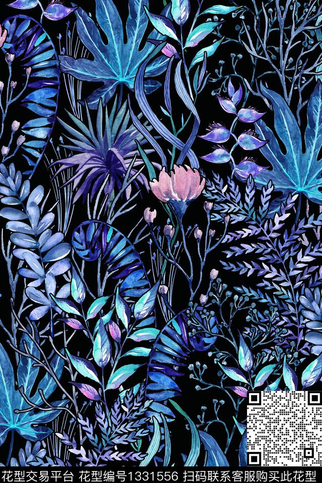 绿植树叶箱包花卉数码印花华亿平台下载（图片编号: 1331556） - 瓦栏（Walan）