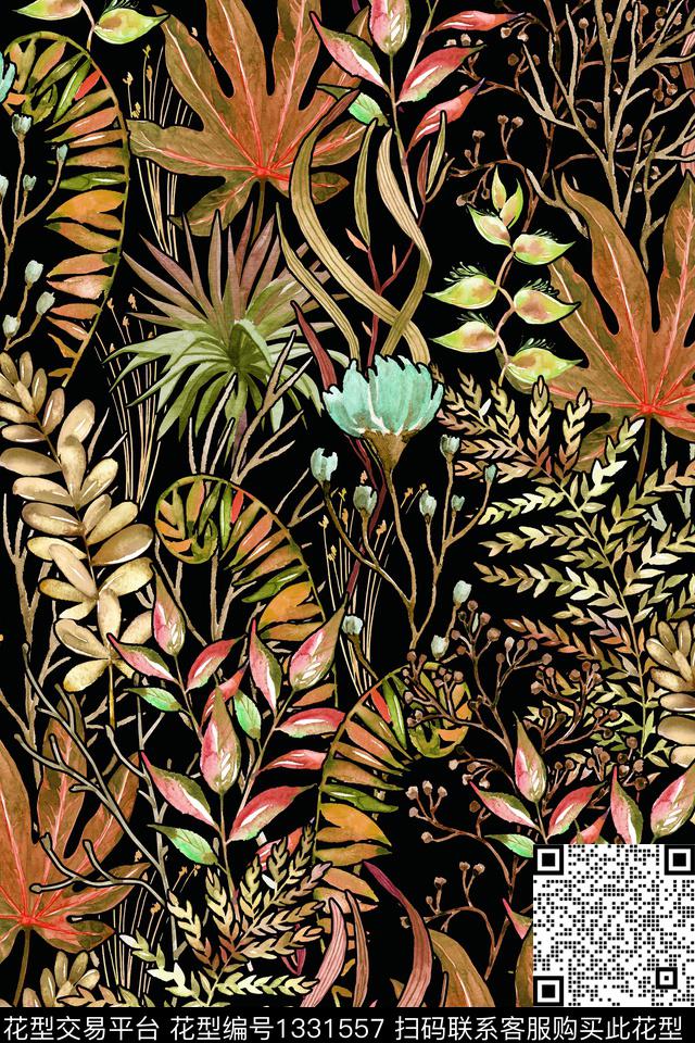 绿植树叶箱包花卉数码印花华亿平台下载（图片编号: 1331557） - 瓦栏（Walan）