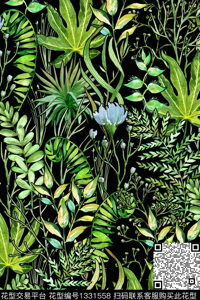 绿植树叶箱包花卉数码印花华亿平台下载（图片编号: 1331558） - 瓦栏（Walan）