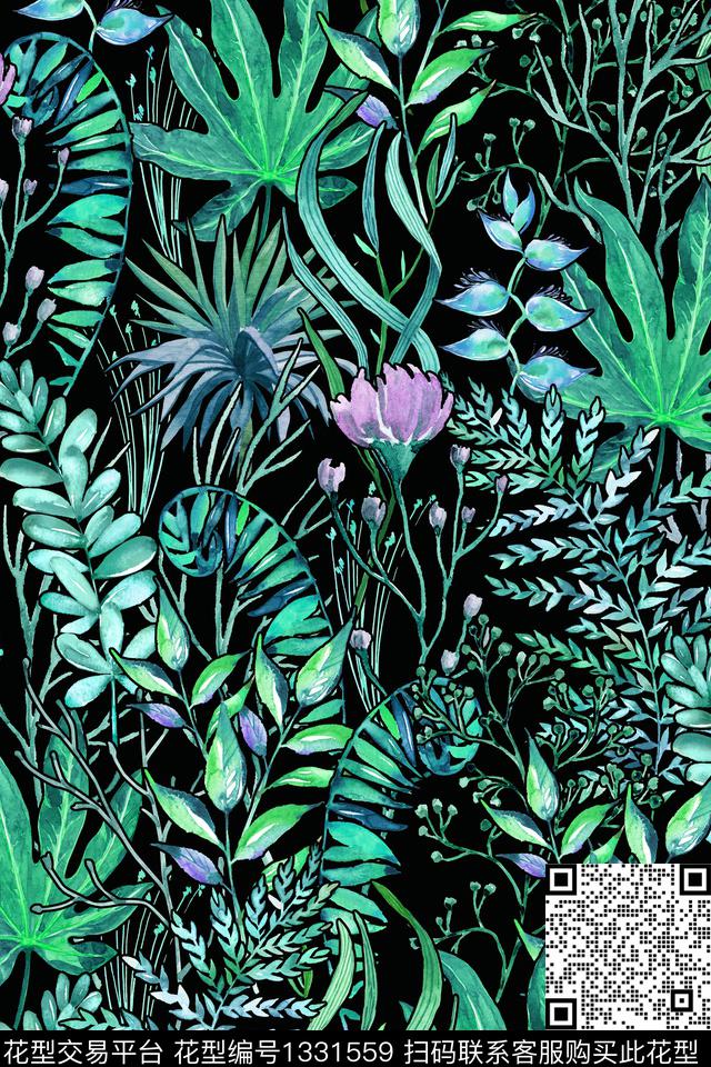 绿植树叶箱包花卉数码印花华亿平台下载（图片编号: 1331559） - 瓦栏（Walan）