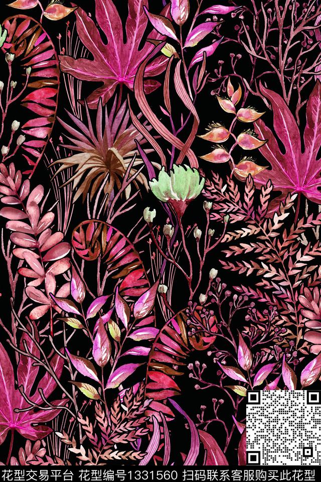 绿植树叶箱包花卉数码印花华亿平台下载（图片编号: 1331560） - 瓦栏（Walan）