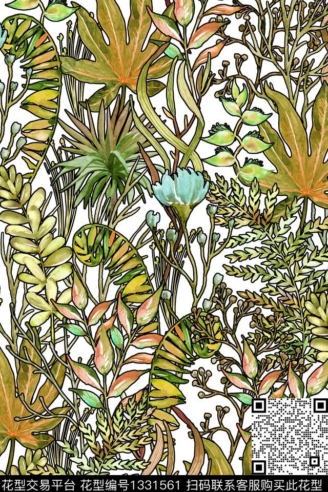 绿植树叶箱包花卉数码印花华亿平台下载（图片编号: 1331561） - 瓦栏（Walan）