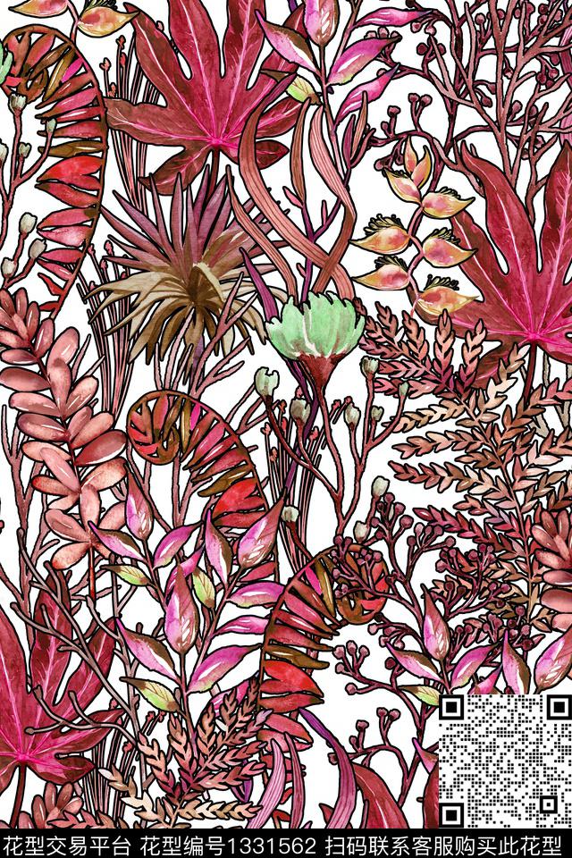 绿植树叶箱包花卉数码印花华亿平台下载（图片编号: 1331562） - 瓦栏（Walan）